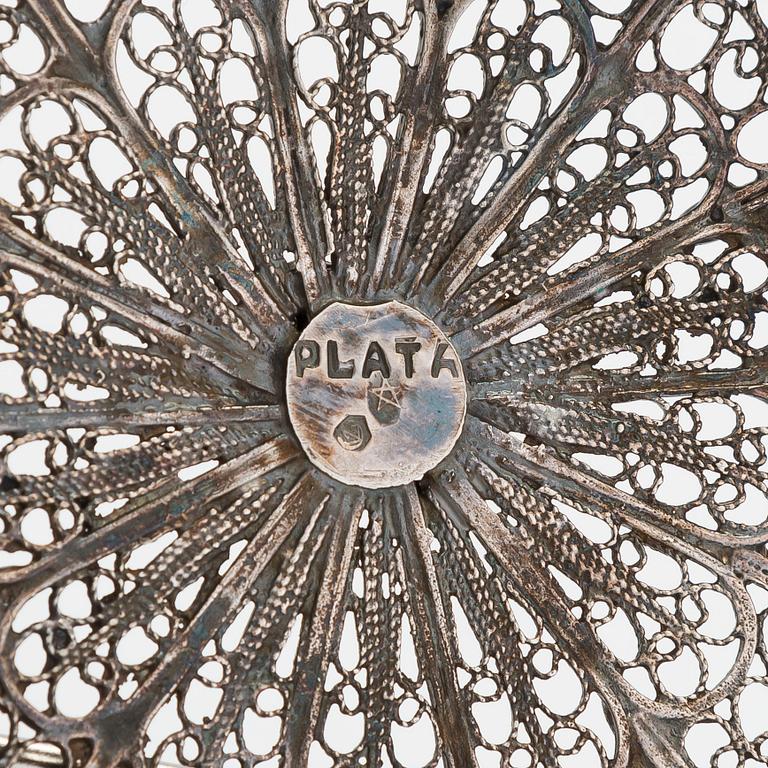 Bordsdekoration, filigransilver, Spanien 1960-tal.