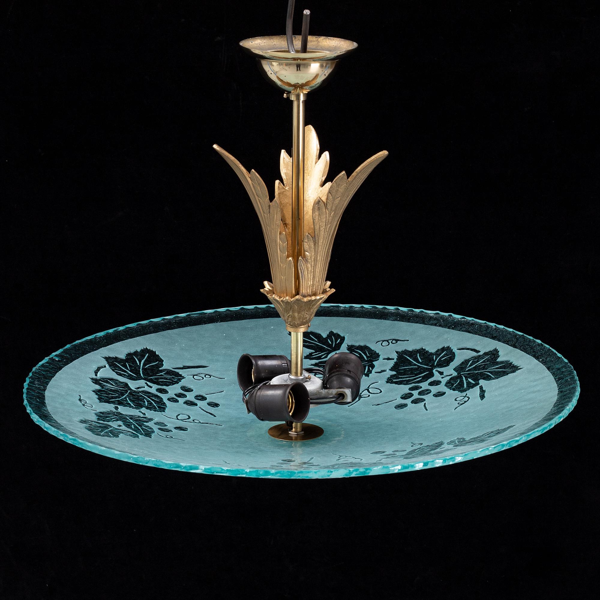 A mid 20th Century glass ceiling light.