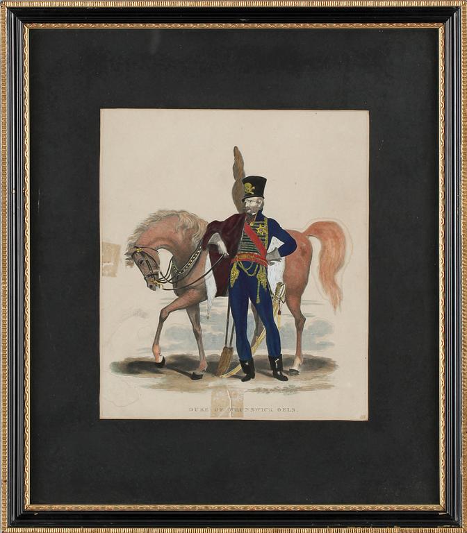 GRAFISKA BLAD, 2 st, handkolorerade, 1800-tal.