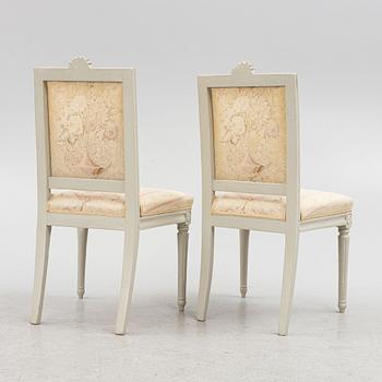 A set of five late-Gustavian chairs from Lindome, late 18th century.