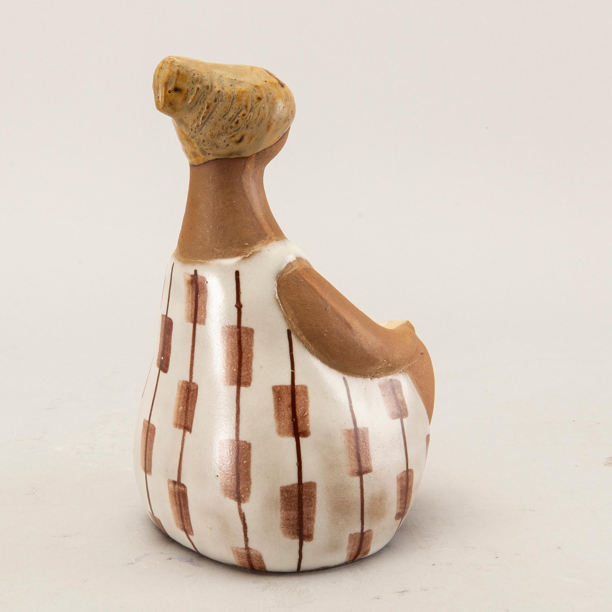 Lisa Larson, figurin Gustavsberg delvis glaserat stengods.