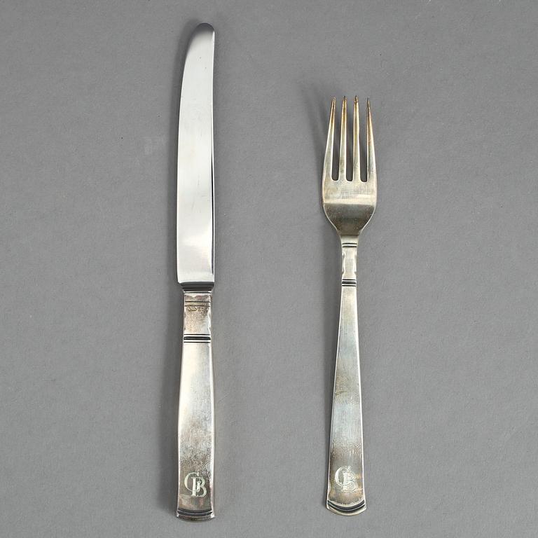 BESTICK, 12 delar, silver "Rosenholm", Guldsmedsaktiebolaget GAB, Stockholm 1956.