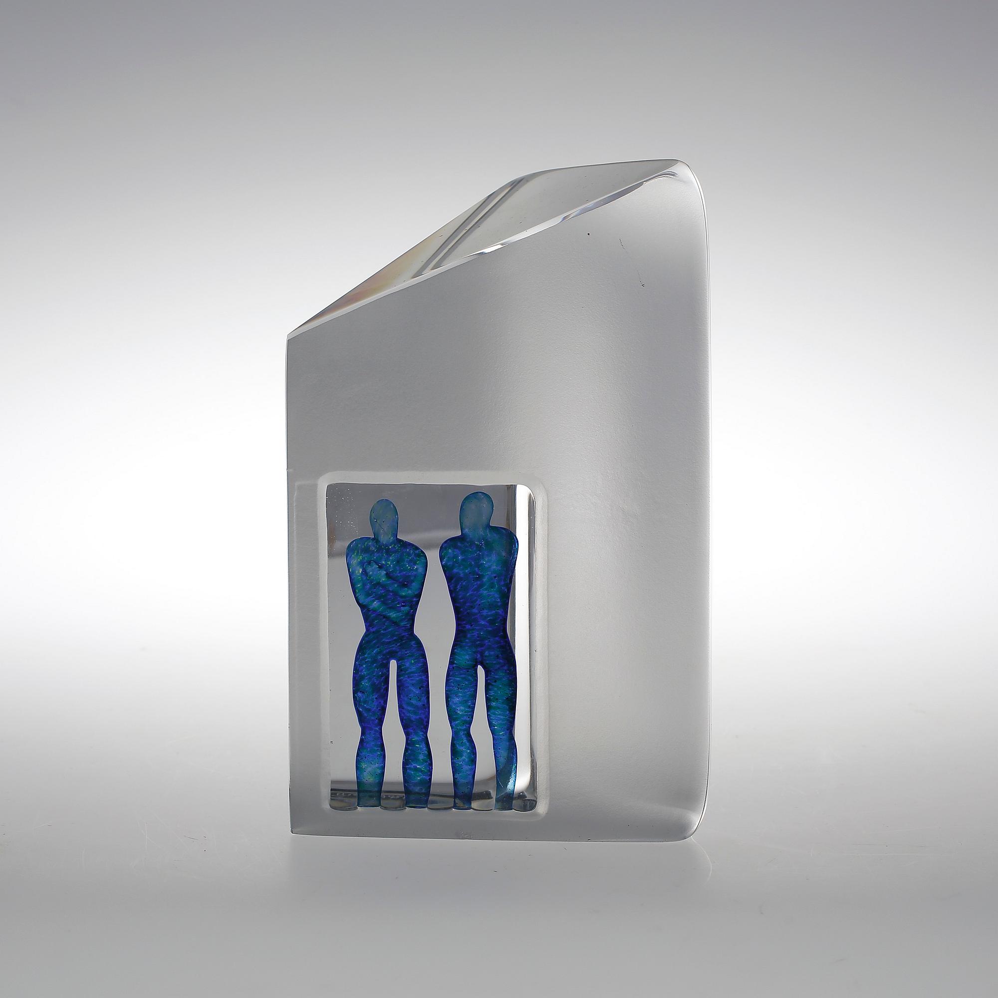 SKULPTUR GLAS, Bertil Vallien, Kosta boda, signerad.