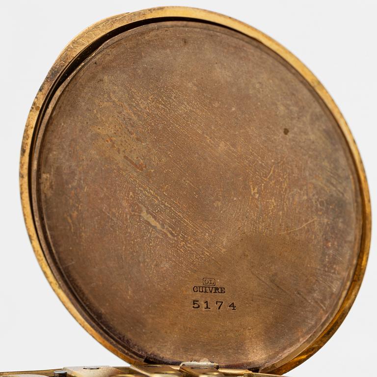 Pocket watch, 18K gold, 47 mm.