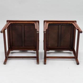 A pair of  20th Century hardwood Chinese 'Hat Chairs'.