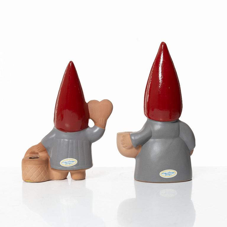 Lisa Larson, figuriner, 8 st, stengods, bl.a. ur serien "Tomtefamiljen", Gustavsberg och K-Studion.