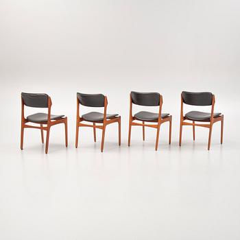 Erik Buch, four model 49 teak chairs, Odense möbelsnickeri, Denmark, 1950's/60's.