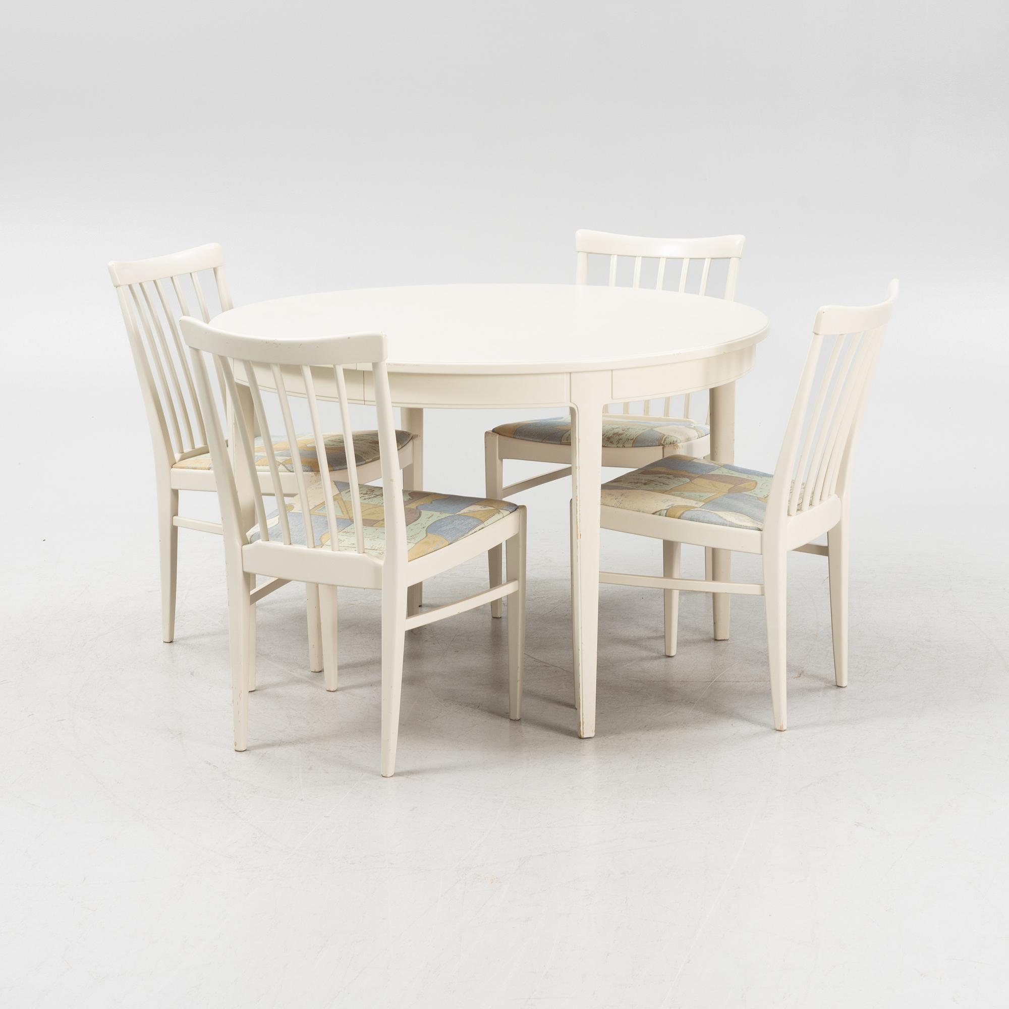 Carl Malmsten, a dining table with four chairs, 'Herrgården', Bodafors, second half of the 20th century.