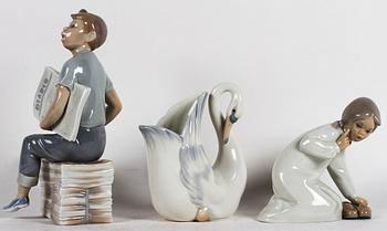 FIGURINER, 3 st, porslin, Nao samt Lladro.