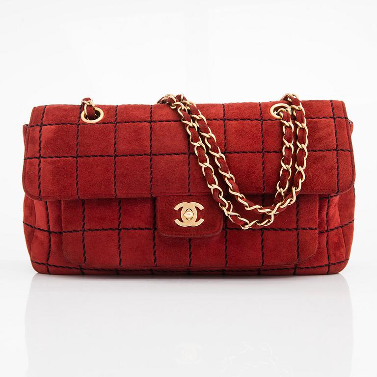 Chanel, a Suede Chocolate bar flap bag, 2000-2002.