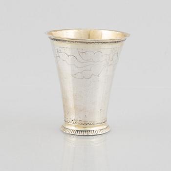 A Swedish 18th century, silver beaker, mark of Carl Lemon the younger, Uppsala 1764.