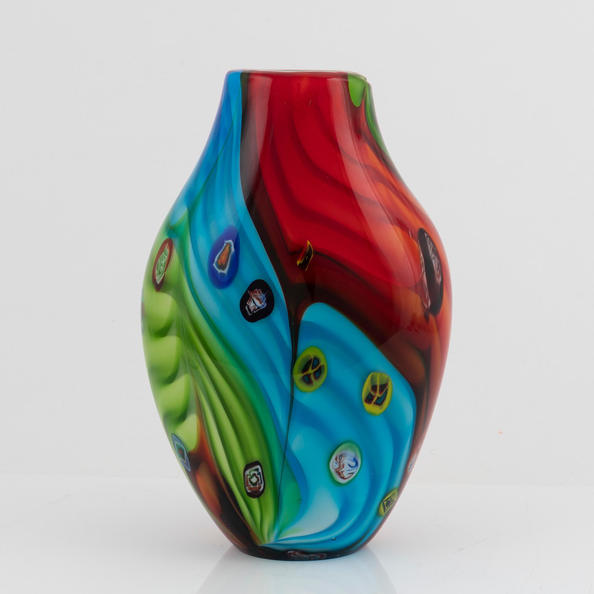 A Millefiori glass vase, probably Murano, Italy.
