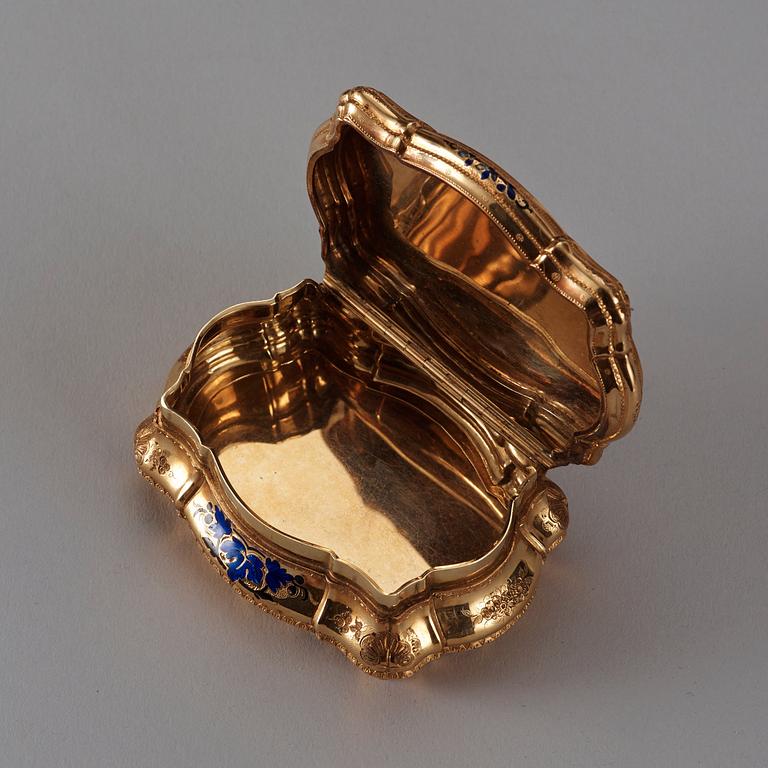 DOSA, guld 14K och emalj, Schweiz 1800-talets andra hälft. Nyrokoko.