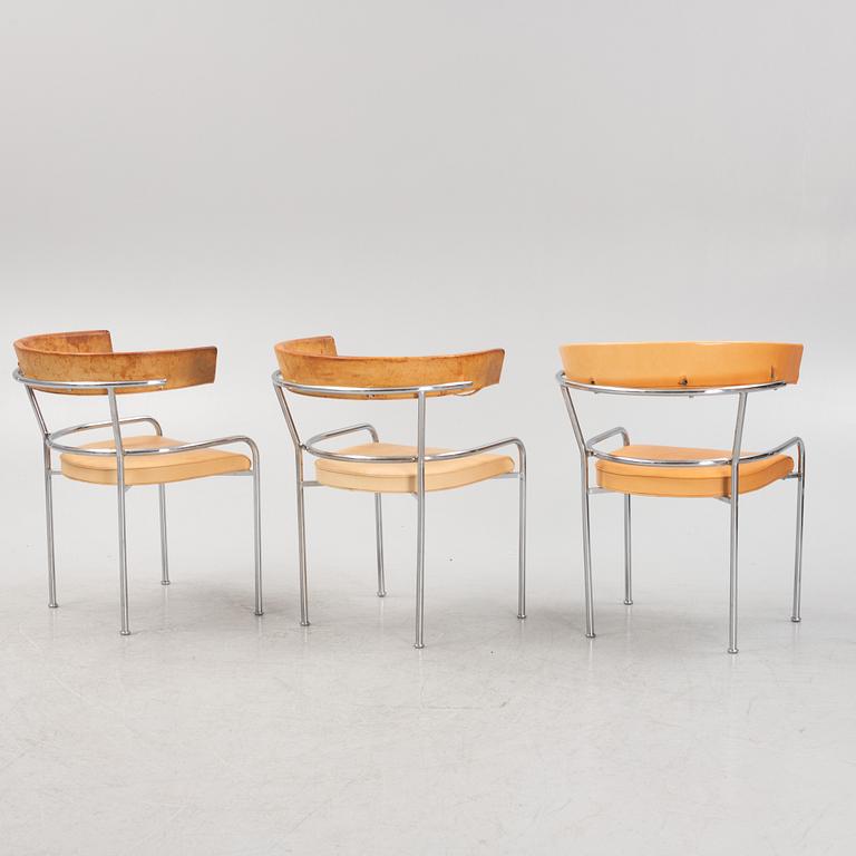 Gunnar Asplund, a set of six leather uphostered 'GA1' armchairs from Källemo, after 1988.