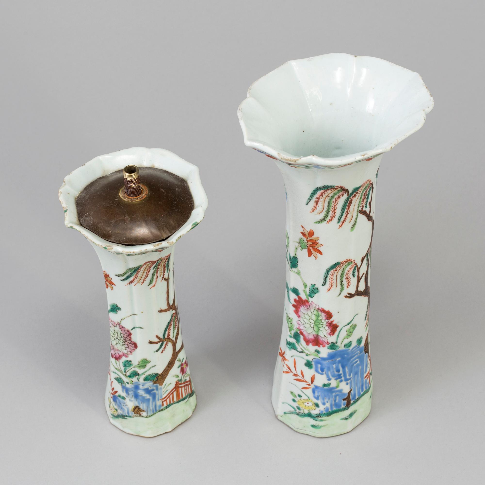 2 vases/lamps, China, 18th century.