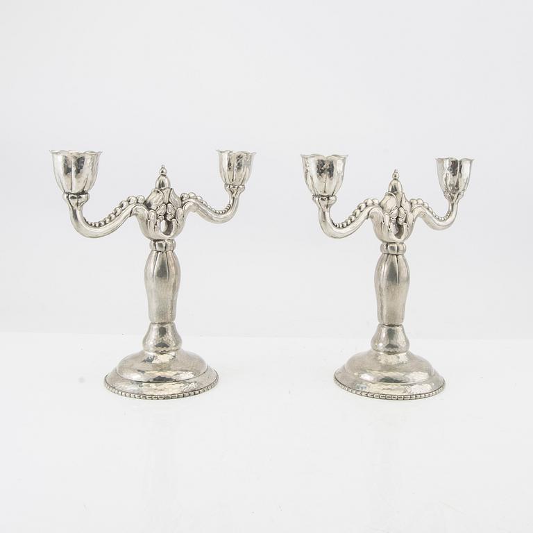 Candelabras, a pair from Denmark, first half of the 20th century, pewter.