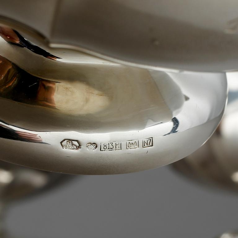 KAFFESERVIS, 3 delar, silver, Finland 1966. Total vikt ca 1000 gram.