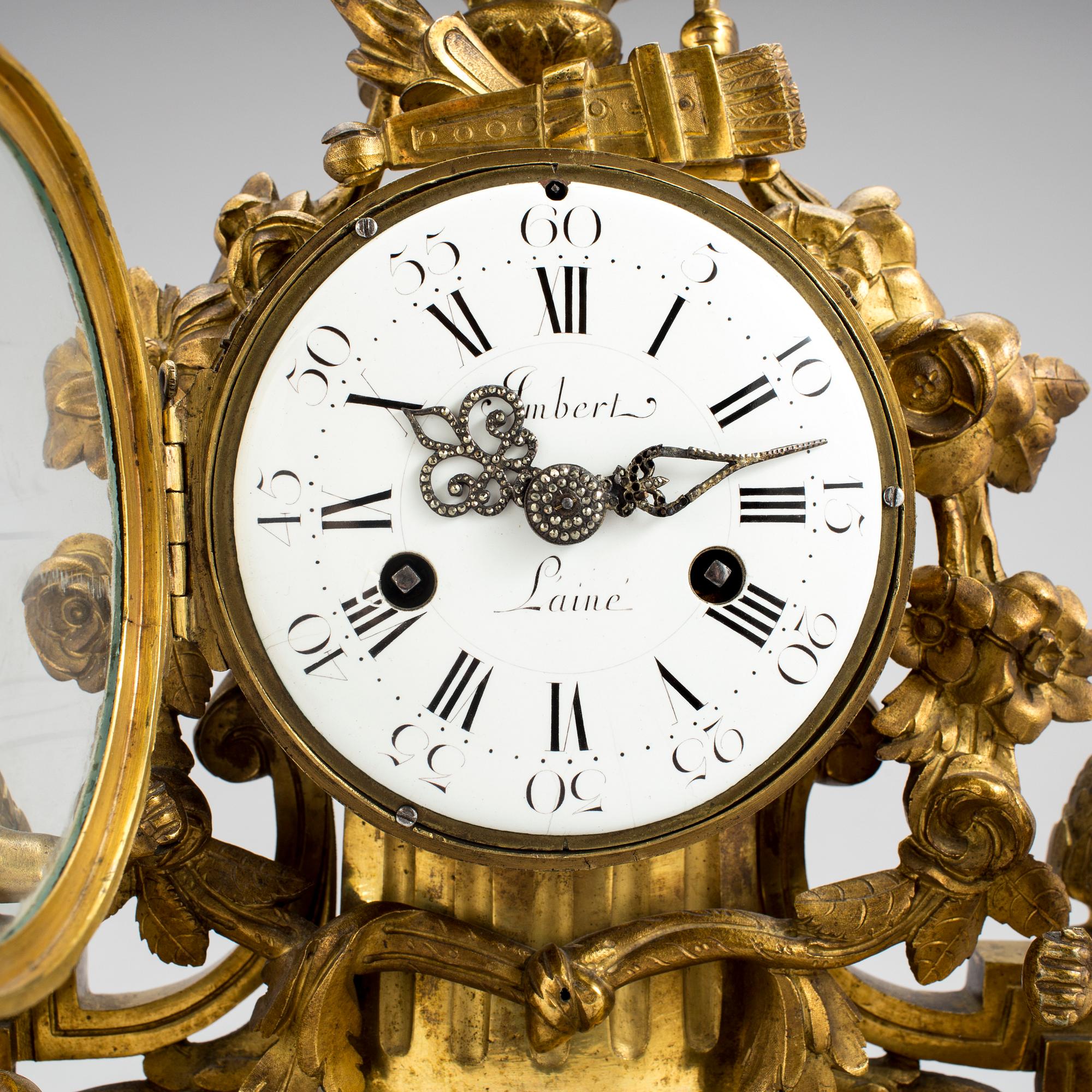 BORDSPENDYL, brons, Imbert Laine, Louis XVI, Frankrike, 1700-talets slut.