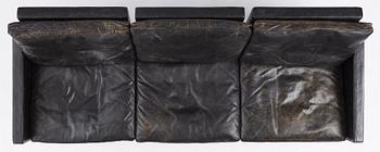 Poul Kjaerholm, a  'PK31-3' black leather sofa, edition E Kold Christensen, Denmark.