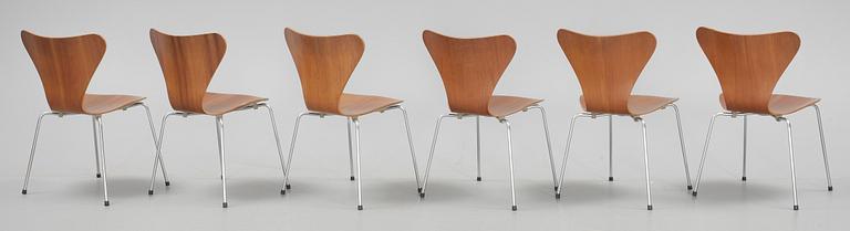 STOLAR, 6 st, "Sjuan", Arne Jacobsen, Fritz Hansen. 1960/70-tal.
