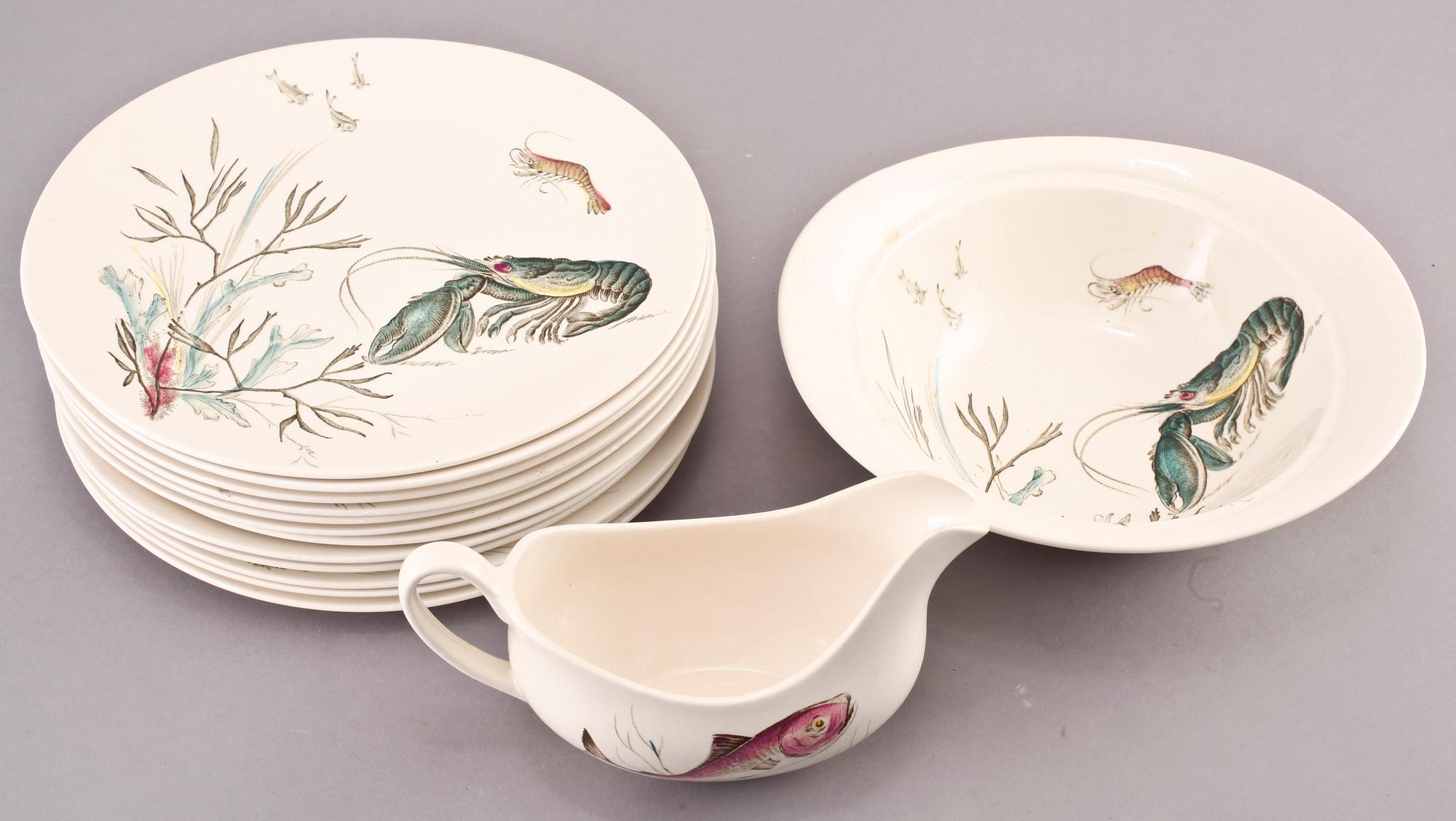 FISKSERVIS, 14 delar, flintgods, Johnson Brothers, 1900-tal.