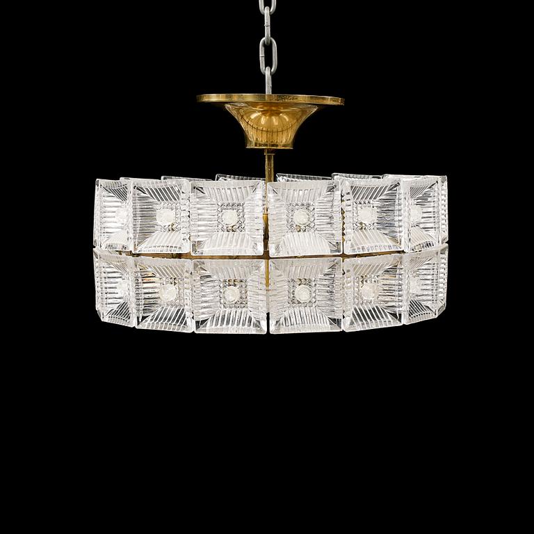 TAKLAMPA, Carl Fagerlund, Orrefors, 1900-talets andra hälft. Höjd ca 25 cm.