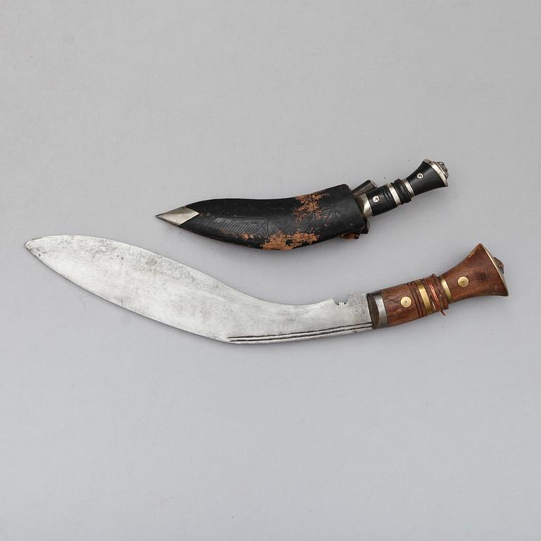 KUKRI, 2 st, Nepal/Indien, 1900-tal.