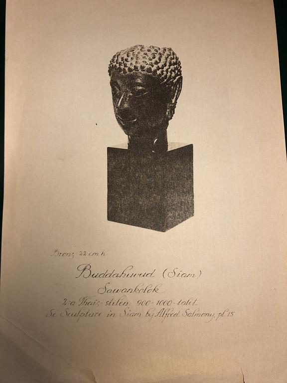 A bronze buddha head, Siam, Sawankhalok, 10th/11th Century.