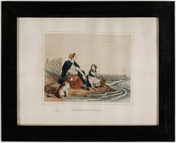 LITOGRAFISKA TRYCK, Tyskland, 1800-tal. En i ram från 1800-talets andra hälft.