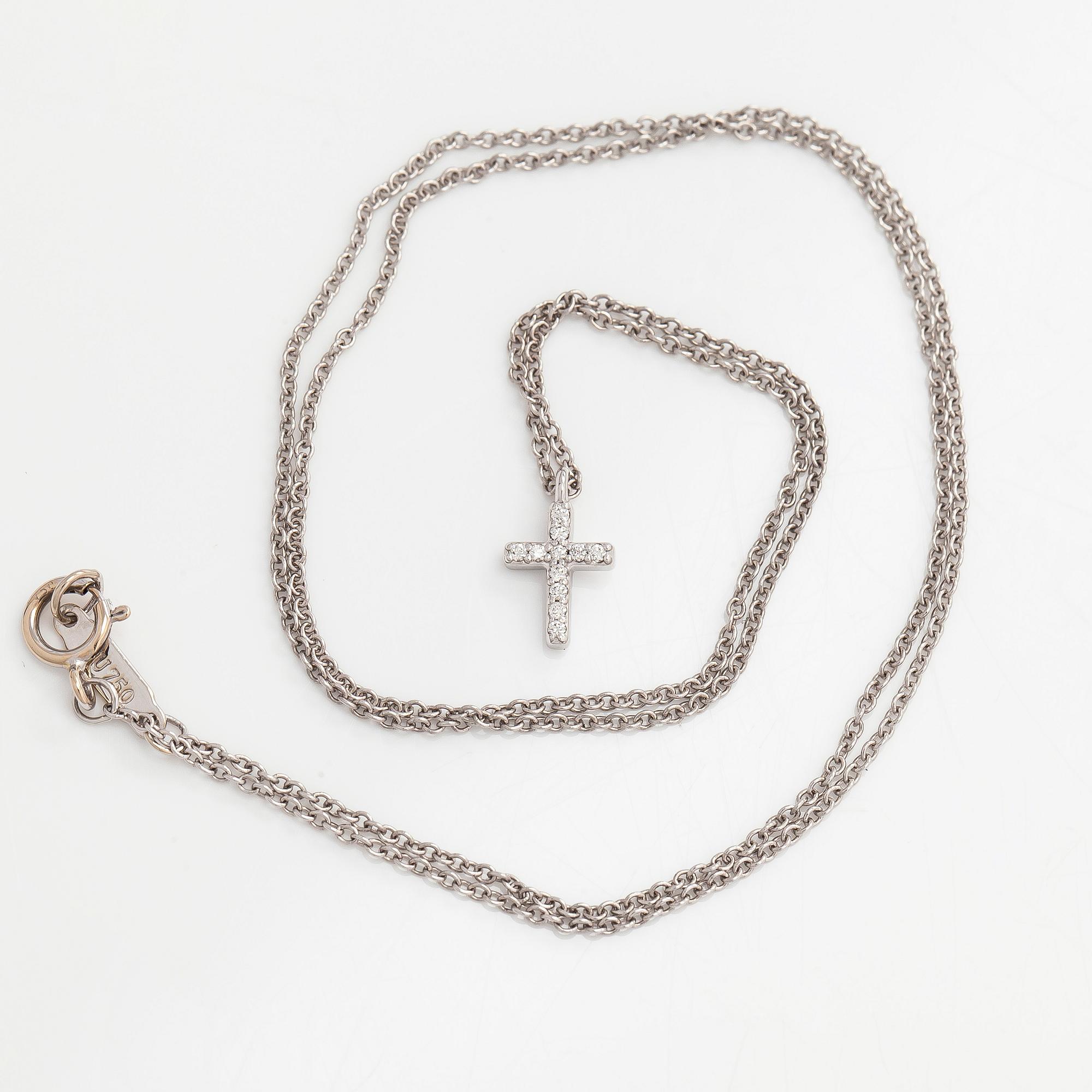 Tiffany & Co, halsband "Metro", med korshänge, 18K vitguld och diamanter.