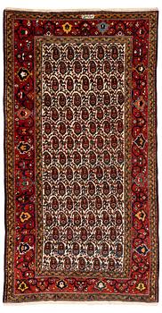 A carpet, antique, Chahar Mahal, signed Karkhane Shalamgar, ca 404 x 206-214 cm.