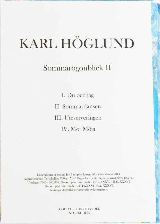 Karl Höglund, mapp med 4 st färglitografier. Samtliga signerade och numr P.T.