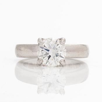 A platinum ring, set with a brilliant-cut diamond approximately 2.02 ct. With certificate.