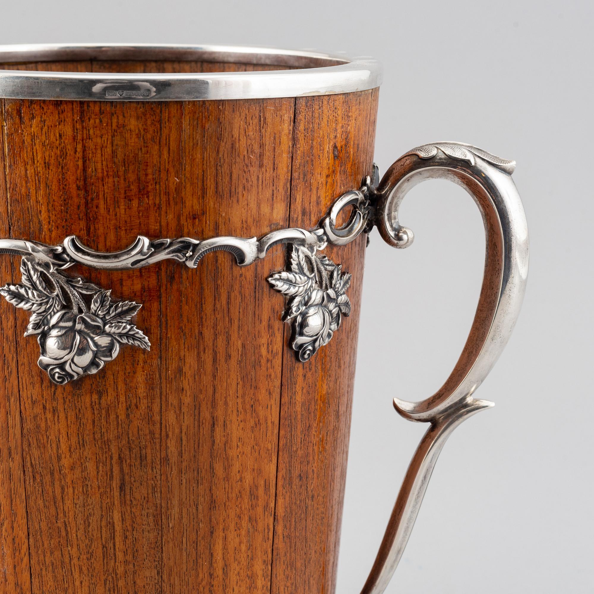 A wood and silver champagne cooler, Turku, Finland, 1956.
