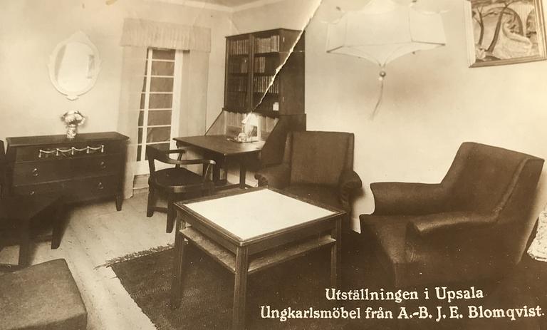 J. E. Blomqvist, skrivskåp med karmstol, Swedish Grace, Uppsala, ca 1921.