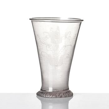 A glass goblet, Skånska glasbruket, Sweden, 18th Century.