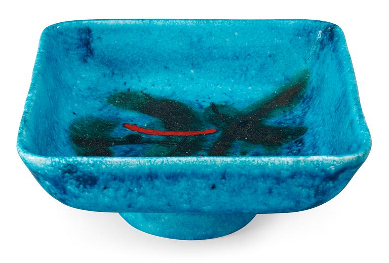 A Guido Gambone blue glazed bowl, Italy 1950's.