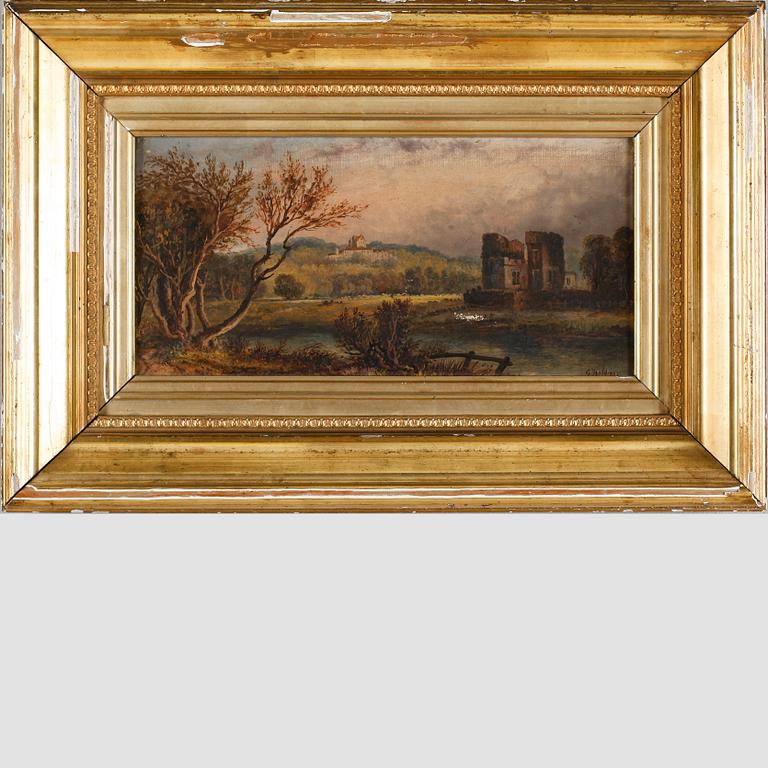 OKÄND KONSTNÄR, olja på duk, otydligt signerad, England, 1800-tal.