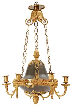 651. A Swedish Empire 19th century six-light hanging lamp.