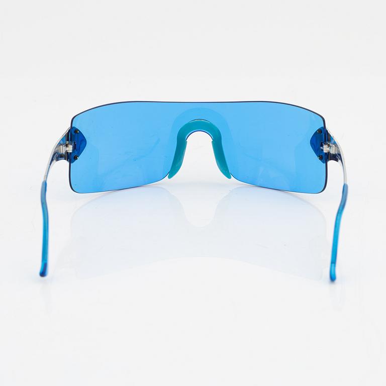 Christian Dior, a pair of white gold plated and blue glass sunglasses.