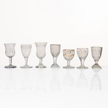 18 wine glasses, 19th century.