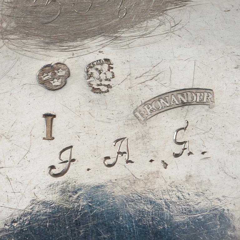 A Swedish 18th century parcel-gilt sauce-thureen, makers mark of Jonas Thomasson Ronander, Stockholm 1767.