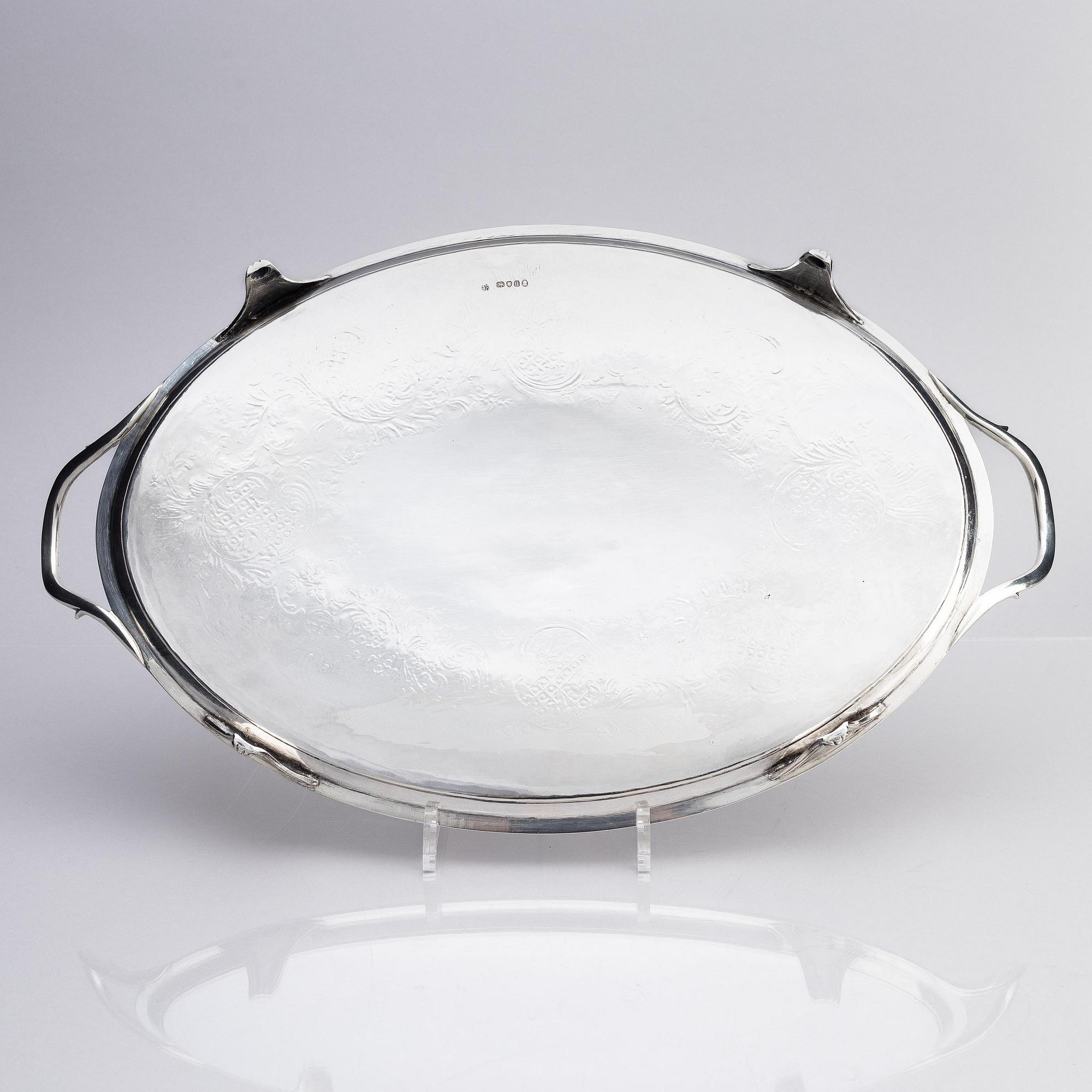 An English 18th century silver tray, mark of John Crouch I & Thomas Hannam, London 1791.