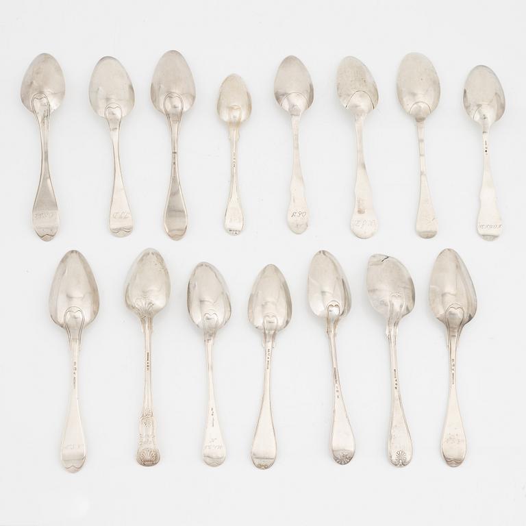 Swedish silver spoons, 19th century (15 pieces).
