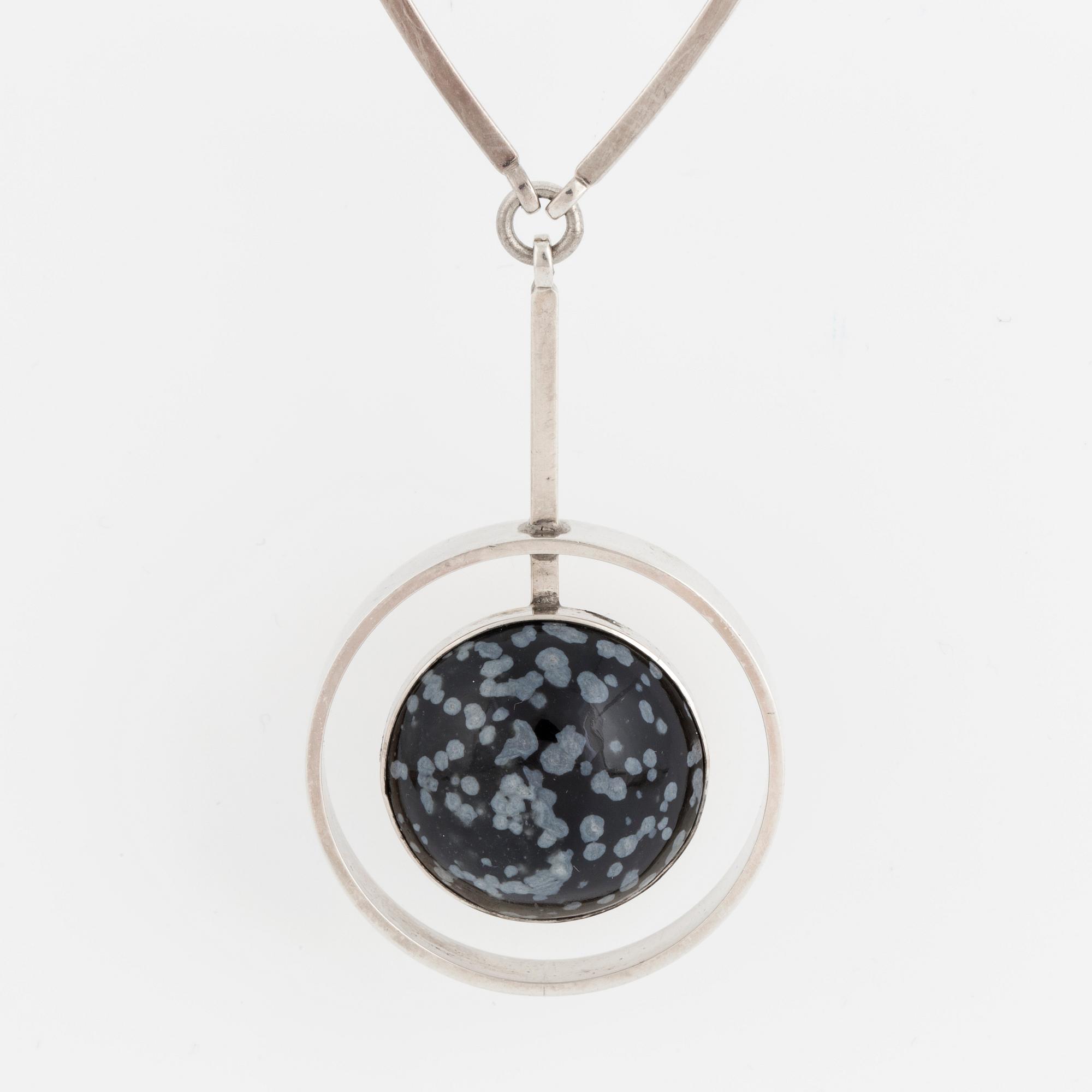 NIELS ERIK FROM, a stering silver and stone necklace, Denmark.