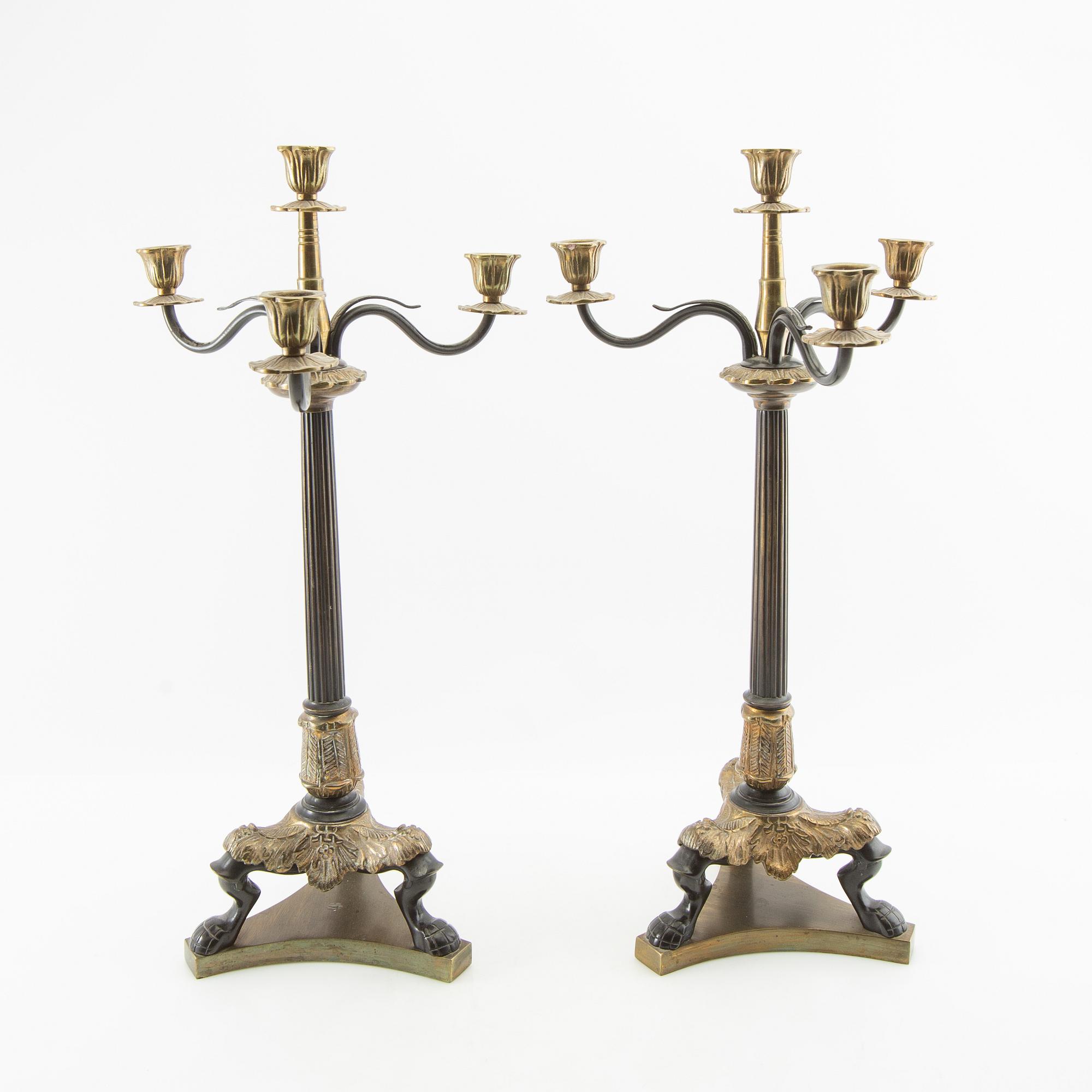 Kandelabrar ett par Empire-stil omkring 1900.