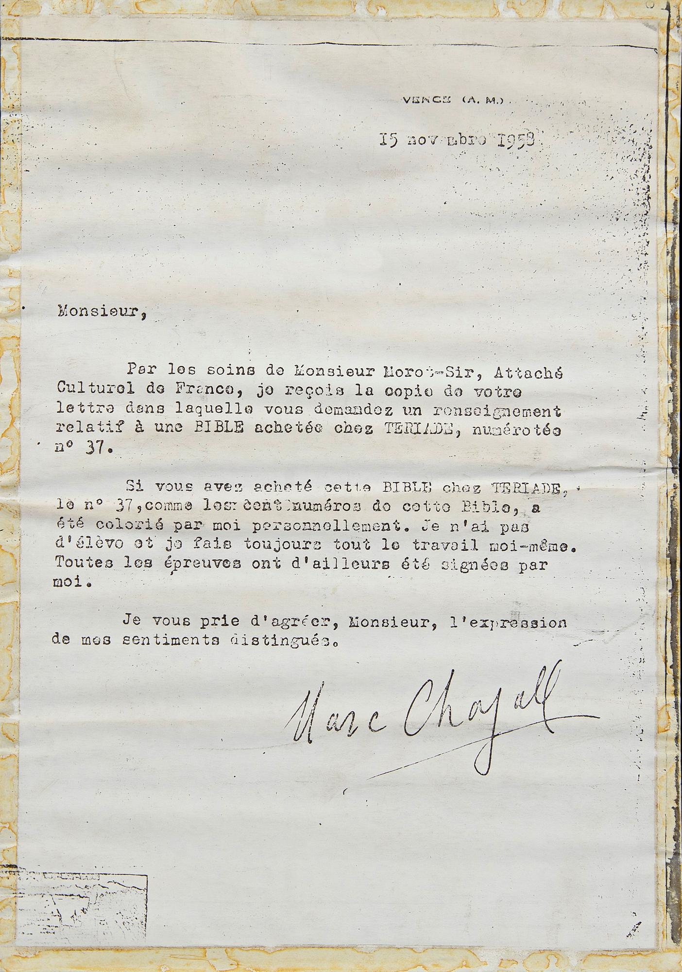 Marc Chagall, handkolorerad etsning, signerad 75/100.