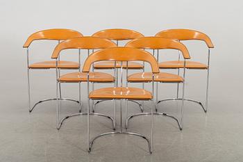 A SET OF SIX ARMCHAIRS BY ARRBEN ITALY.