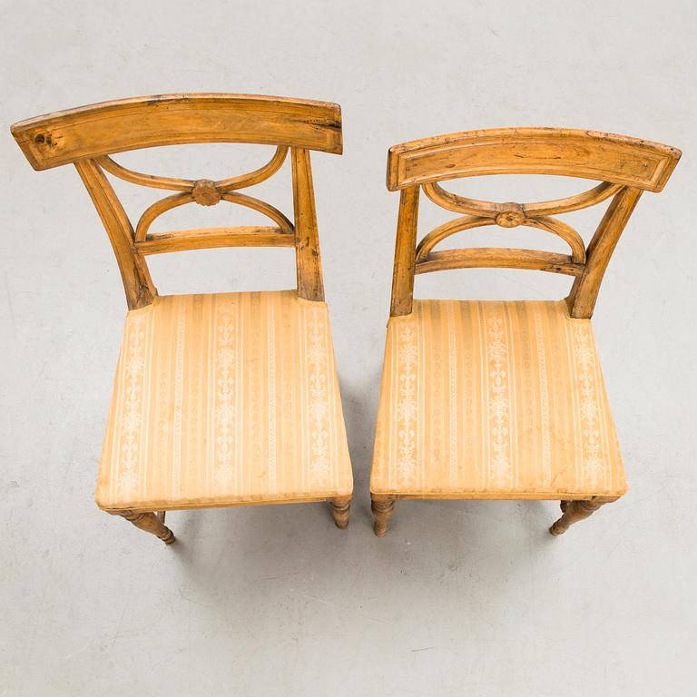 A pair of chairs, so called Swedish Bellman chairs, early 19th Century.