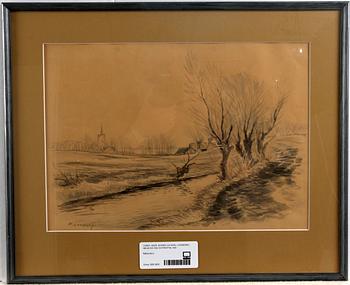 AAGE JESSEN och KARL LUNDBORG, olja på duk resp tuschlavering, sign.